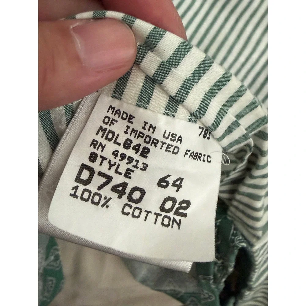 Vintage Scandia Down 3pc Sheet Set Queen Green Geometric Striped USA Made Cotton